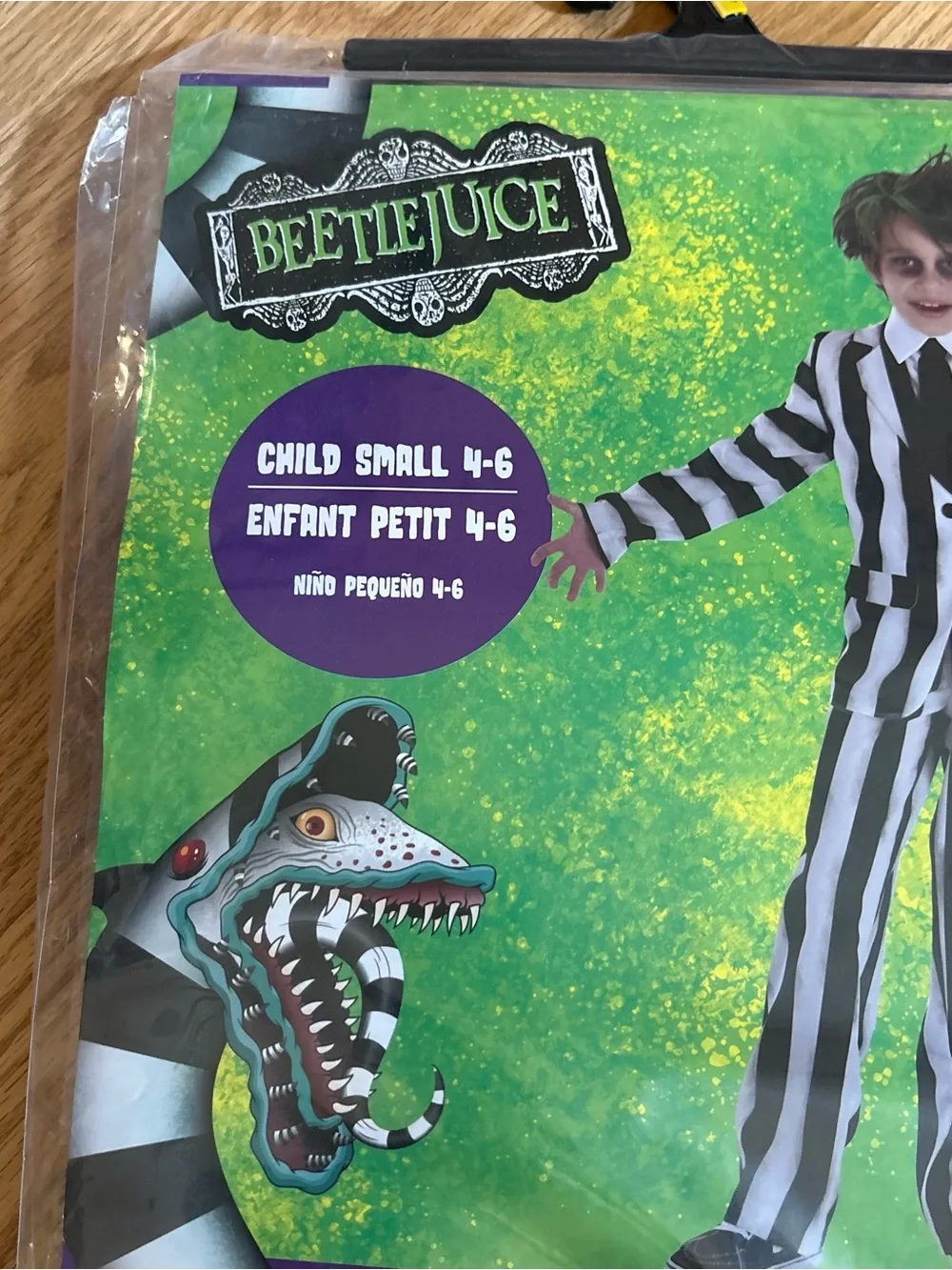 Beetlejuice Kids Black & White Striped Costume NEW Small Suit Halloween